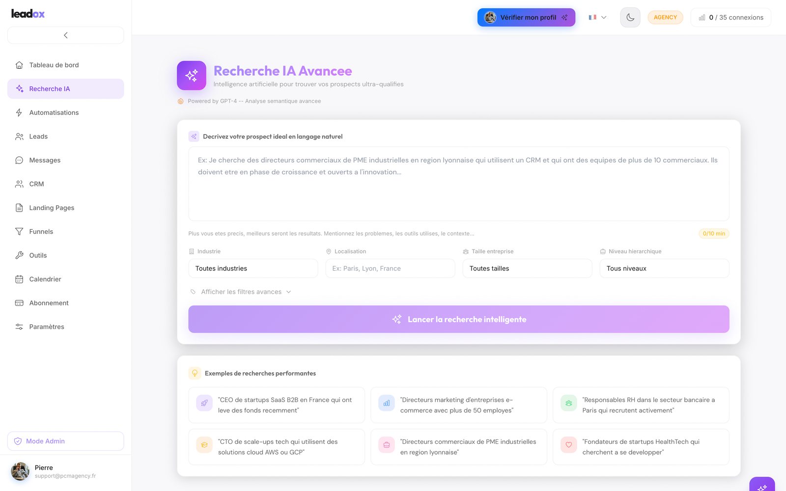 Recherche de prospects par IA